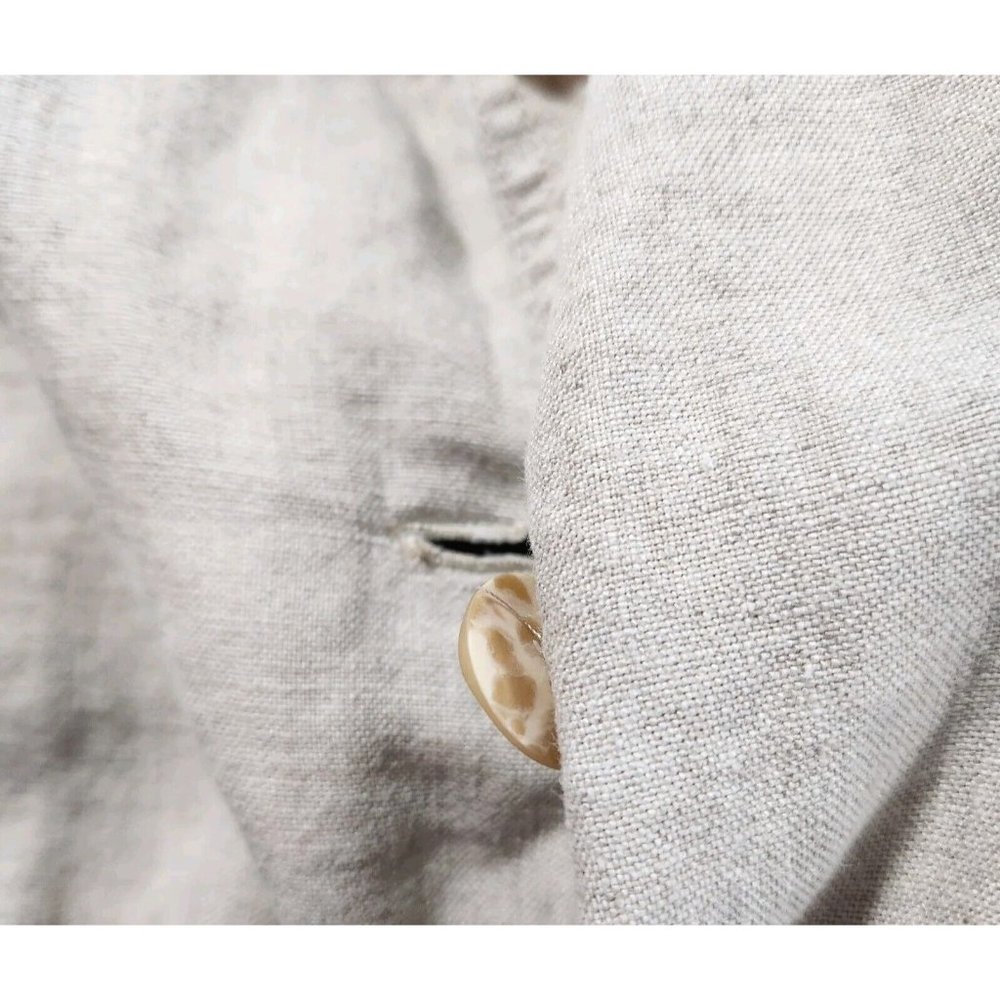 j.jill Blazer Womens Medium Linen Tan Button Down Embroidery Pockets Collared - Picture 5 of 13